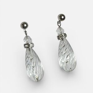 Vintage Early 2000s Glass Silver Dangle Earrings